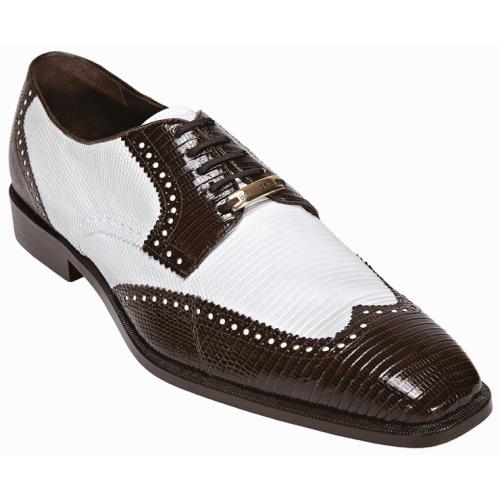 Belvedere "Antonio" Brown / White All-Over Genuine Lizard Shoes